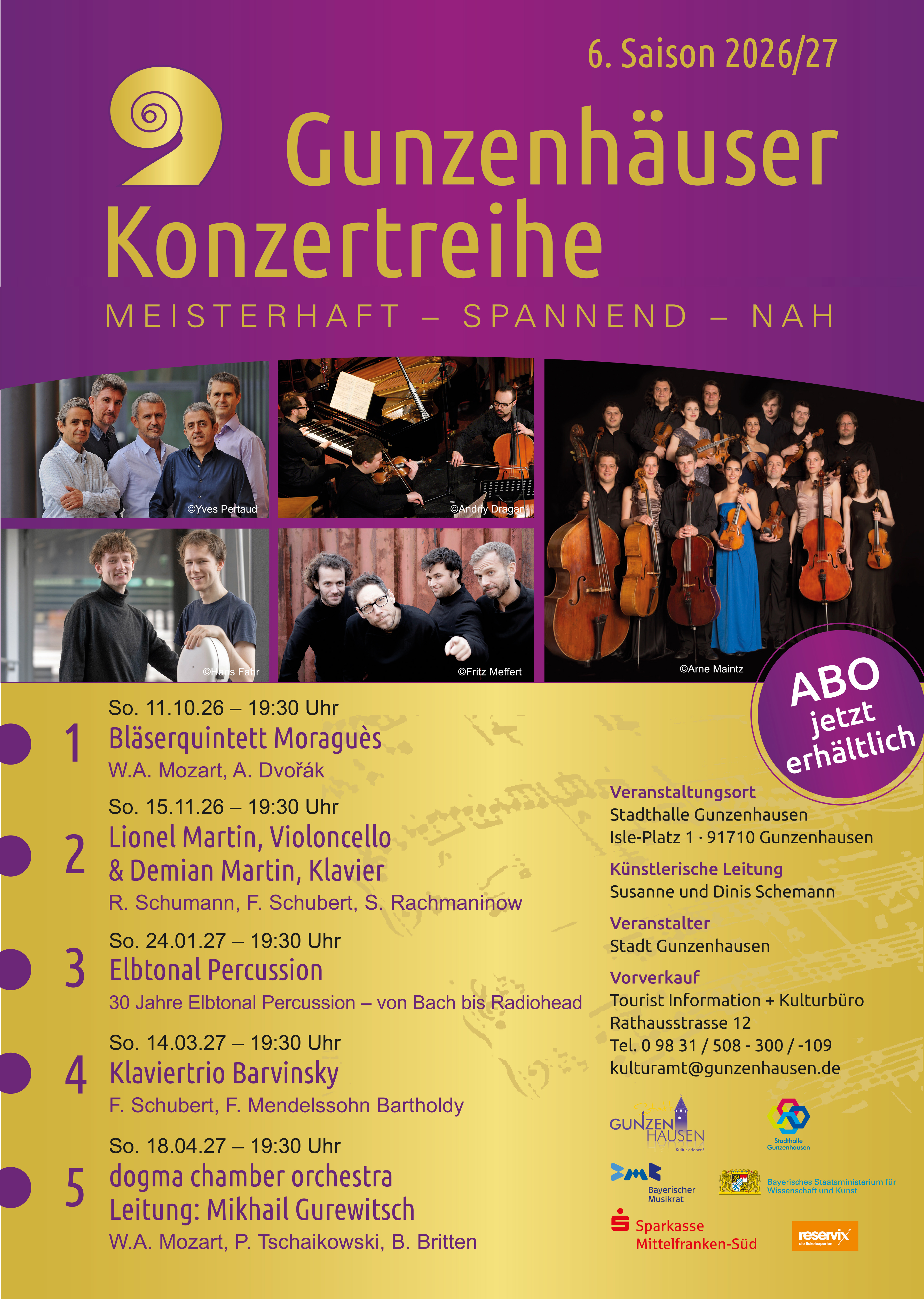 Das KonzertABO - 6. Gunzenhäuser Konzertreihe 2026/2027